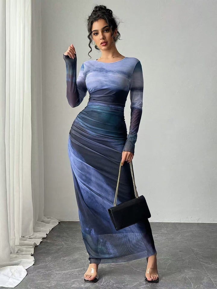 womens-mesh-maxi-dress-with-long-sleeves-and-ruched-waist-5