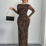 Brązowy z wzorem leopard
