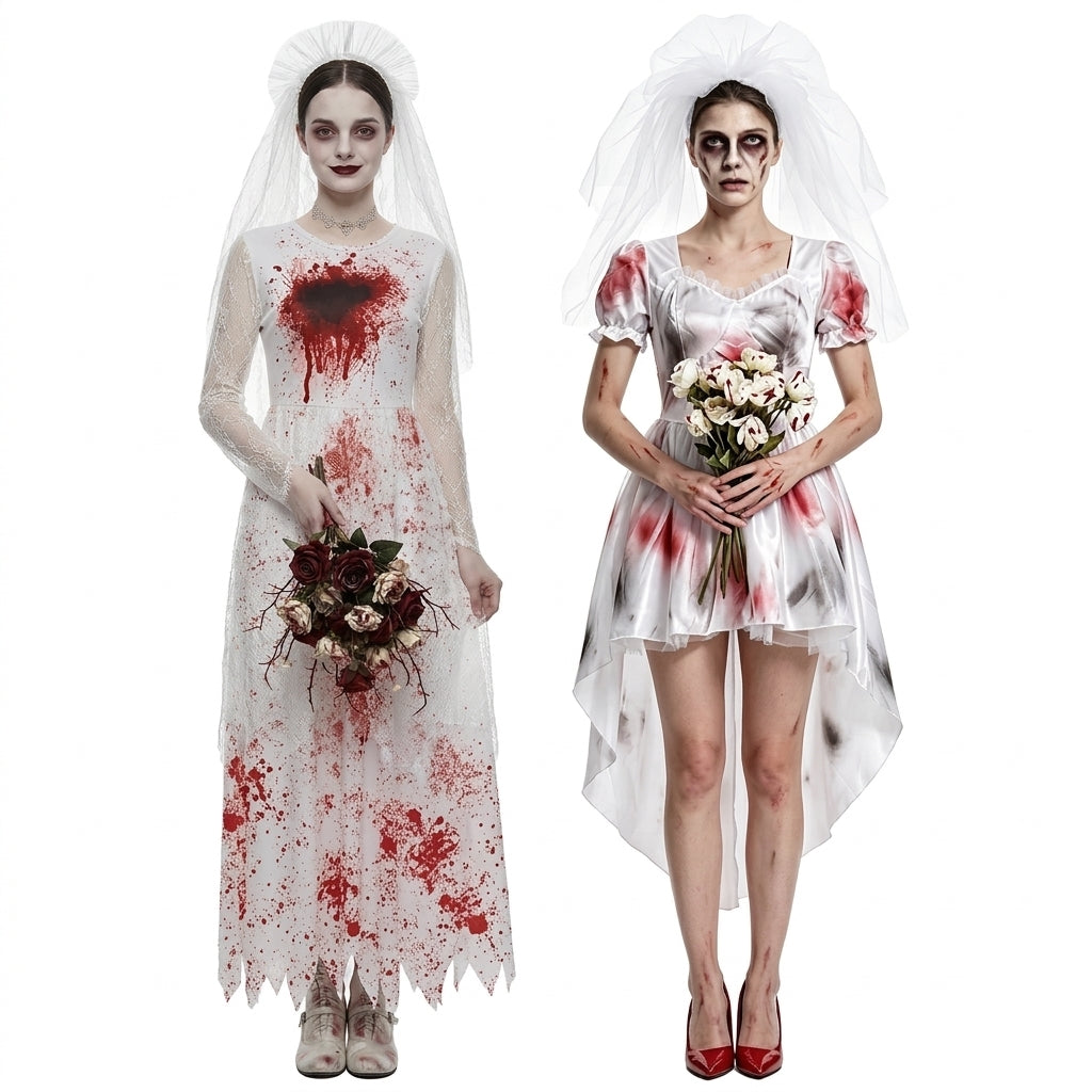 Sukienka kostiumowa duch panny młodej na Halloween z welonem