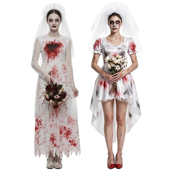 Sukienka kostiumowa duch panny młodej na Halloween z welonem
