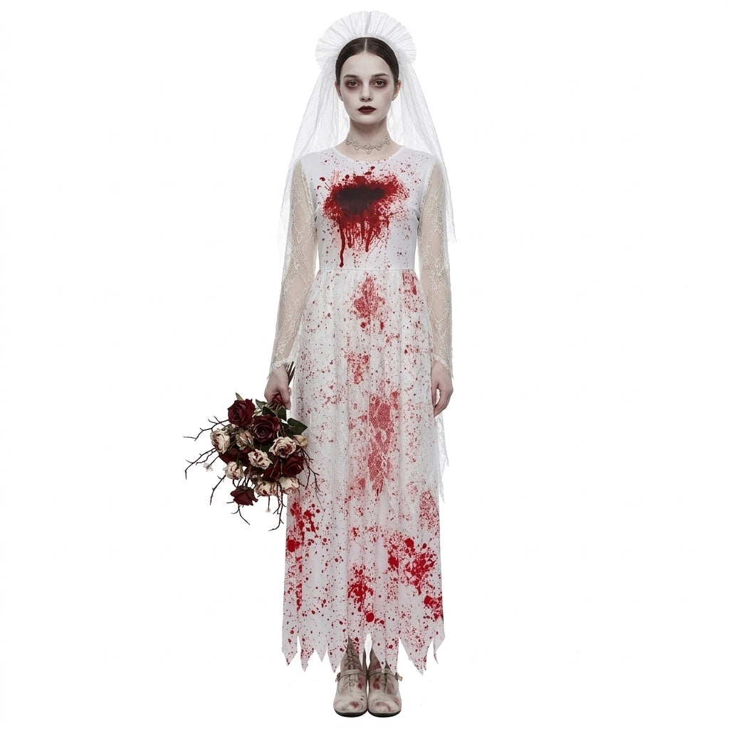 Sukienka kostiumowa duch panny młodej na Halloween z welonem