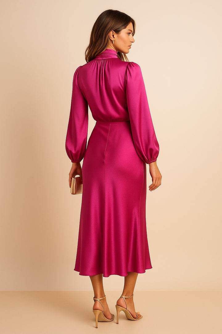 Sukienka midi damska z golfem na wesele i przyjęcia