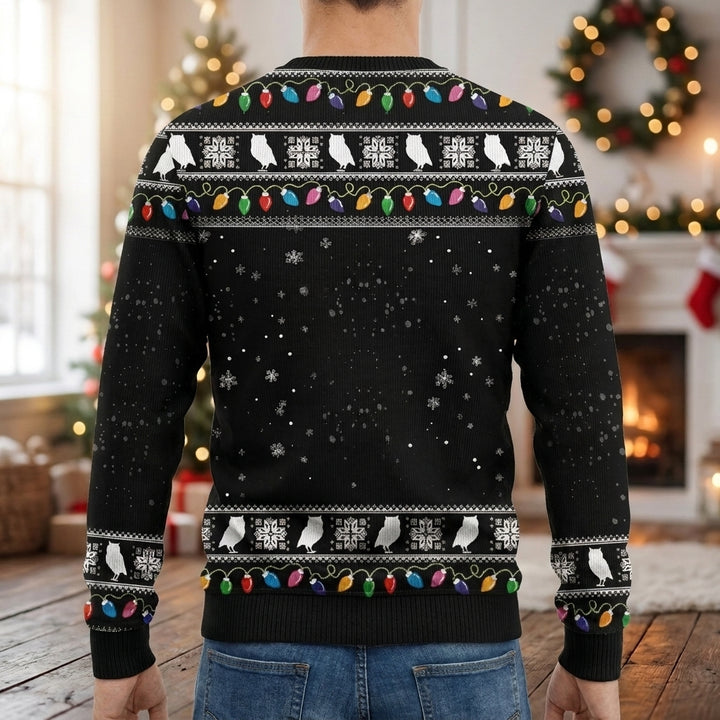 Sweter świąteczny męski z nadrukiem zwierzęcym i zimowym wzorem