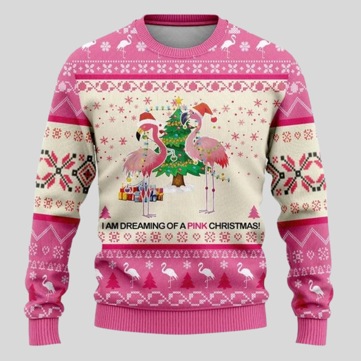 Sweter świąteczny męski z nadrukiem zwierzęcym i lampkami