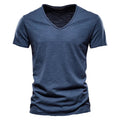 T shirty męskie z dekoltem w serek i lekkim materiałem na lato