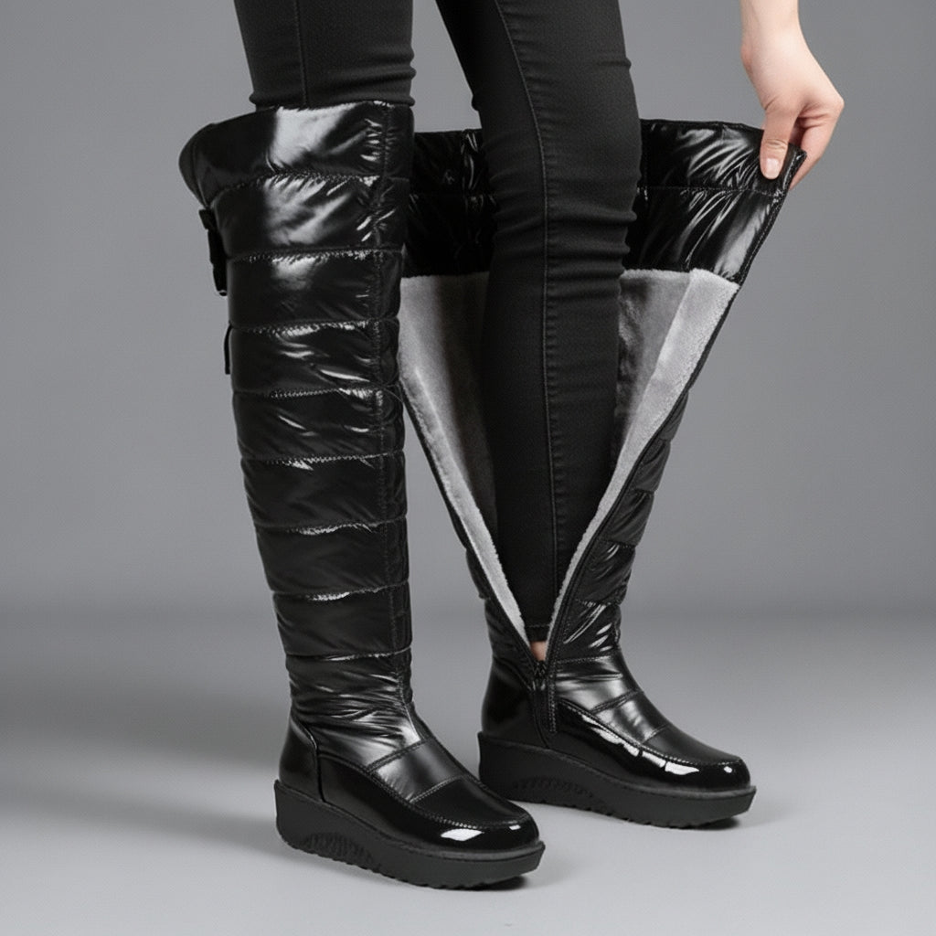 overknee winterlaarzen zwart gevoerd viral trend